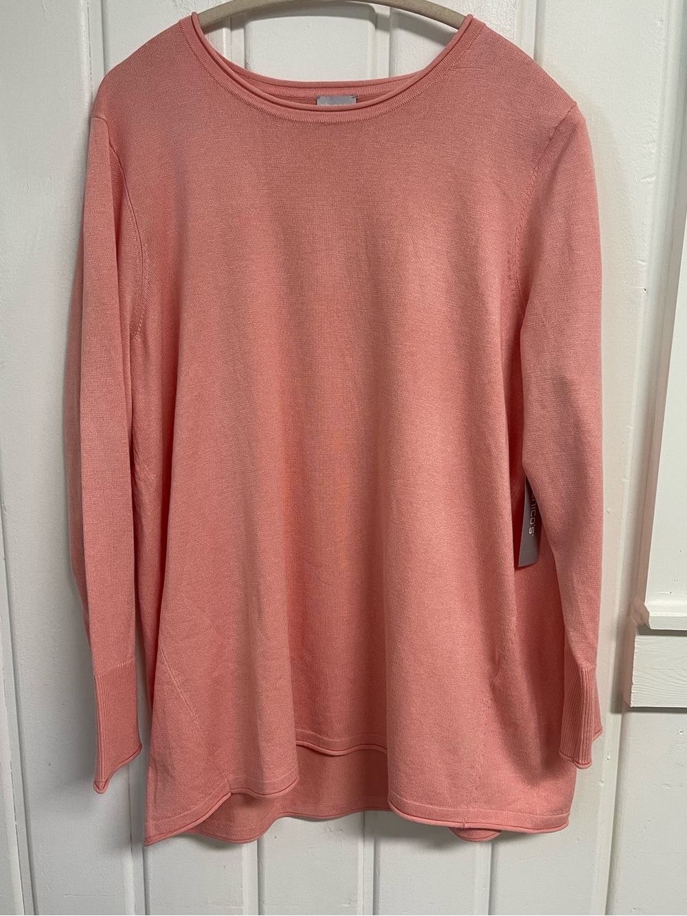 Chico’s Pink Knit Long Sleeve Tunic Top Size XL